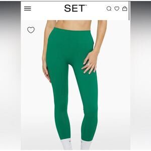 Set Active Sportbody Leggings Palm Green High-Rise Workout Yoga Pants Small NWOT